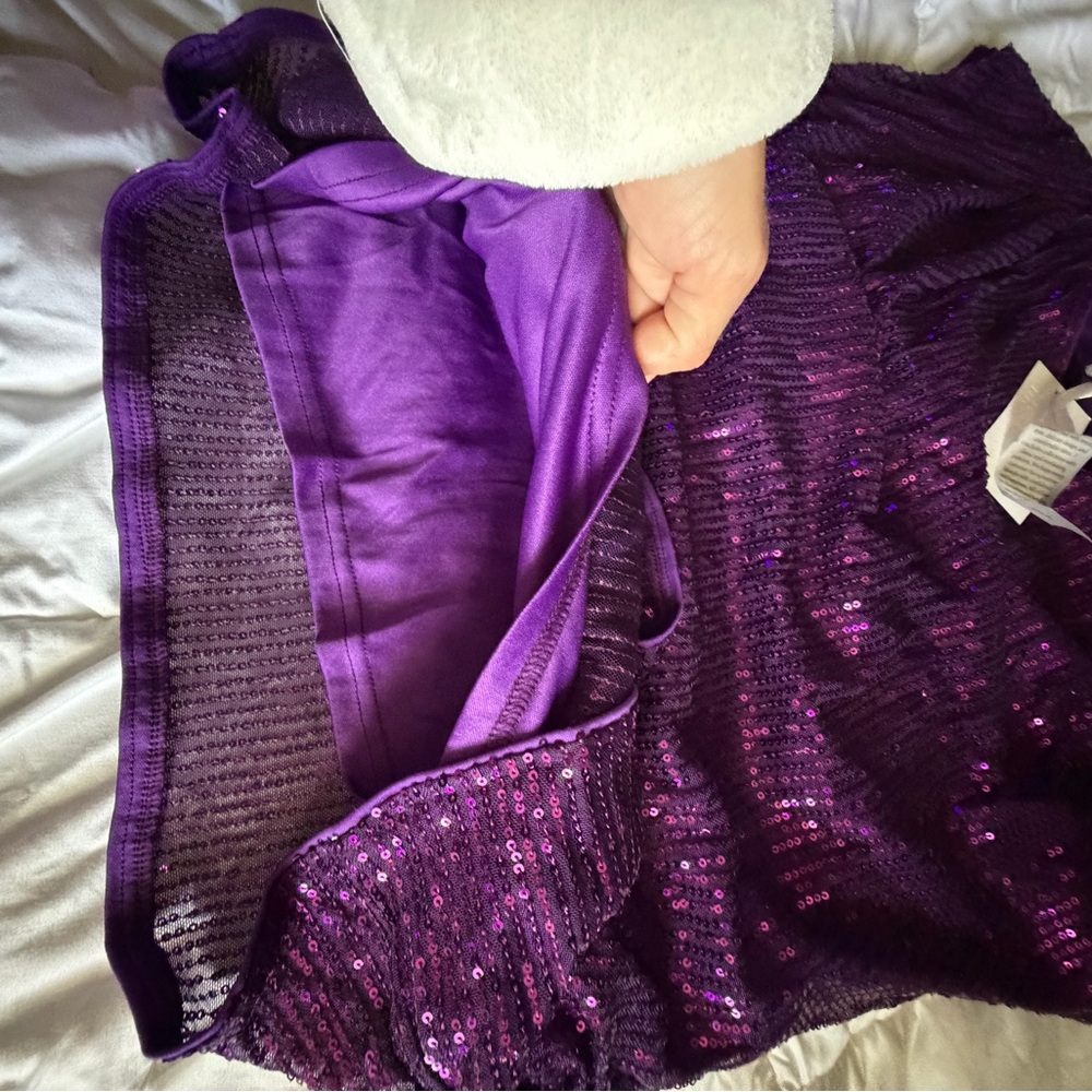 Grace Karin Purple Sequin Cowl Neck Blouse - Picture 8 of 10